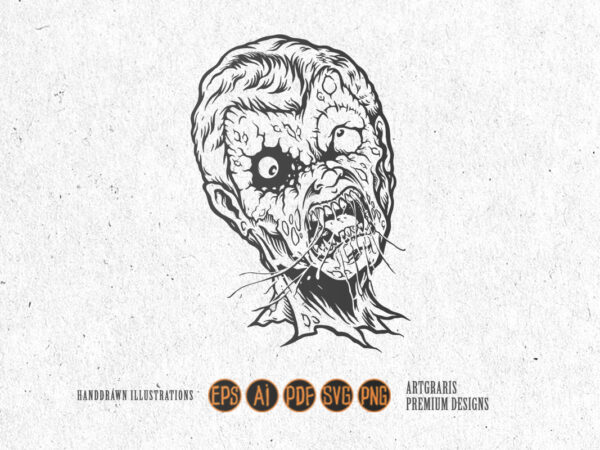 Zombie head scream silhouette t shirt graphic design Zombie head scream silhouette t shirt graphic design