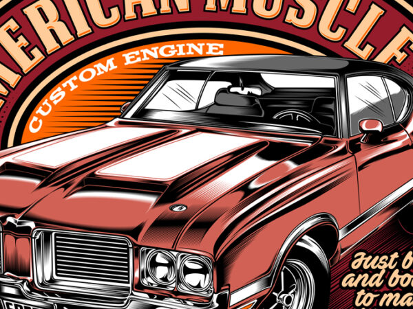 American muscle car illustration graphic