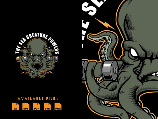 Octopus gym t-shirt design