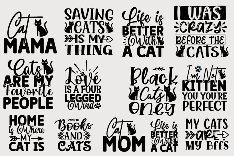 Cat SVG Quotes Design Bundle