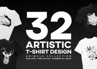 Artistic animal t-shirt designs bundle