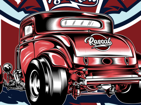 Hotrod car illustration graphic