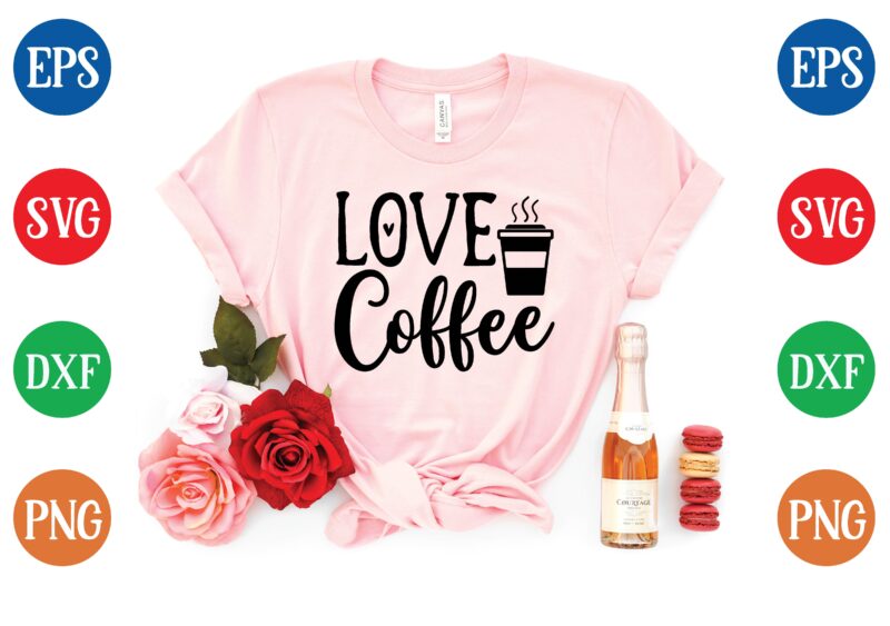 Love coffee t shirt vector illustration