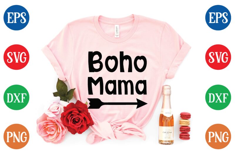 Boho mama t shirt vector illustration