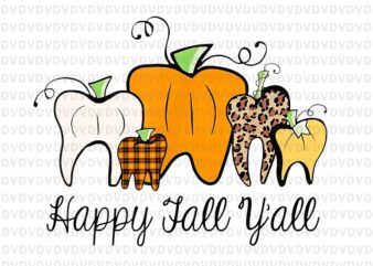 Happy Fall Y’all Pumpkin Tooth Leopard Halloween Png, Dentist Fall Png, Dental Halloween Png, Halloween Png