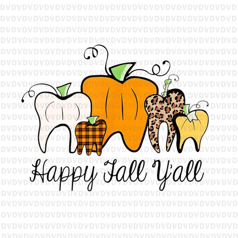 Happy Fall Y’all Pumpkin Tooth Leopard Halloween Png, Dentist Fall Png, Dental Halloween Png, Halloween Png