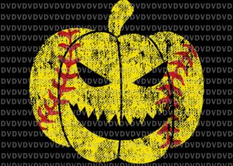 Softball Player Scary Pumpkin Svg, Vintage Costume Halloween Svg, Pumpkin Softball Svg, Halloween Svg t shirt template vector