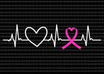 Ribbon Heartbeat Svg, Breast Cancer Awareness Month Pink Svg, Breast Cancer Awareness Svg, Pink Ripon Svg t shirt design online