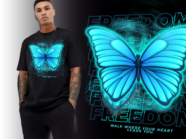 Freedom glowing butterfly , fly where your heart lead you. urban outfitters,streetwear outfit style, fashion outfit t shirt graphic design