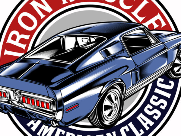 Iron muscle car illustration graphic