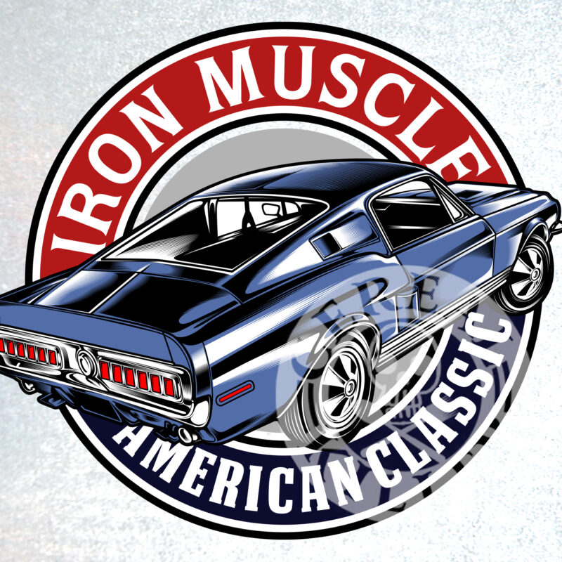 IRON MUSCLE CAR ILLUSTRATION GRAPHIC