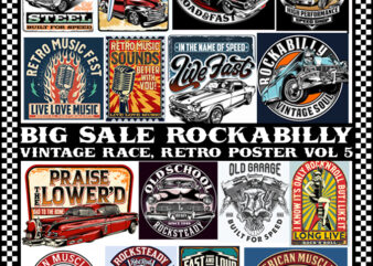 Bikers, Rockabilly, Vintage Race Bundle vol 5 t shirt template