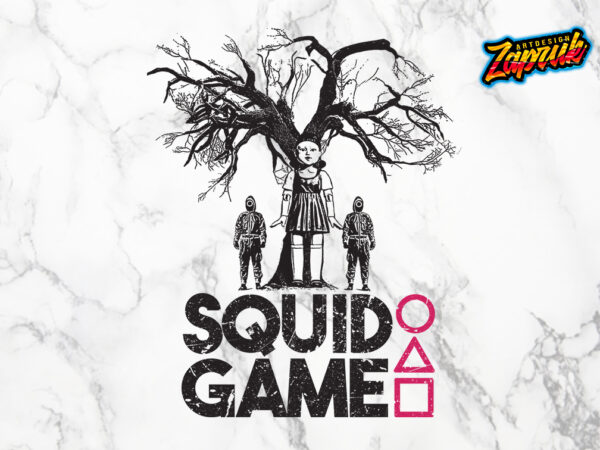 Squid games the dolls, kdrama, trending game, squid games t-shirt design, korean drama png tshirt design