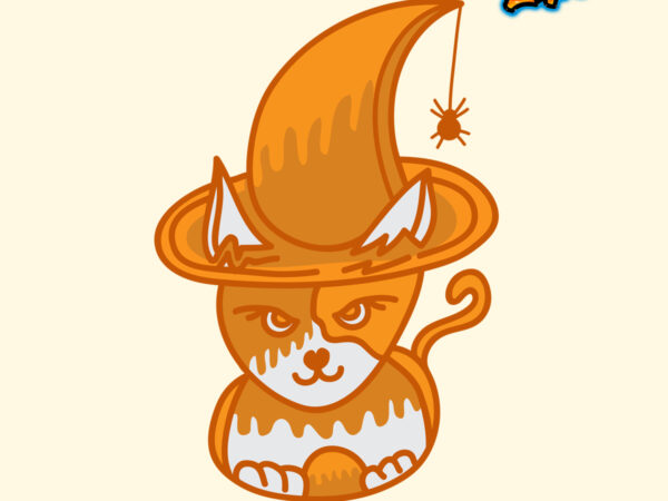 Cat halloween vector artwork tshirt design