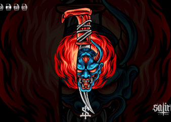 Devil Mask on Knife t shirt vector illustration