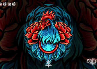 Rooster With Rose t shirt design online