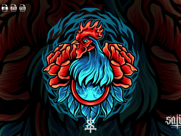 Rooster with rose t shirt design online