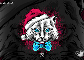 Cat Christmas Illustration t shirt vector file