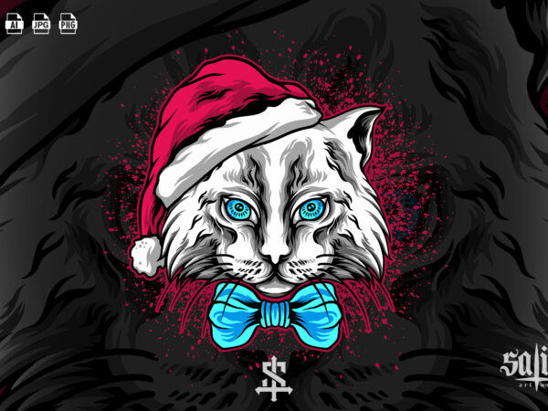 Cat christmas illustration t shirt vector file