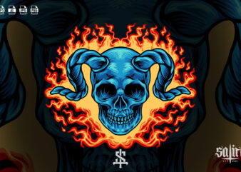 Devil Skull Head on Fire