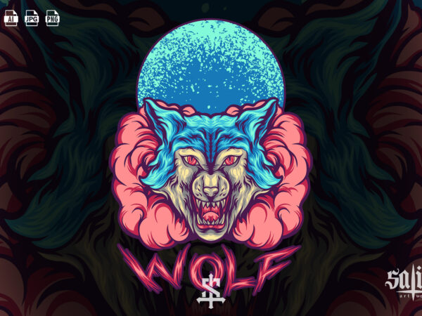 Wolf animal with smoke t shirt design for sale