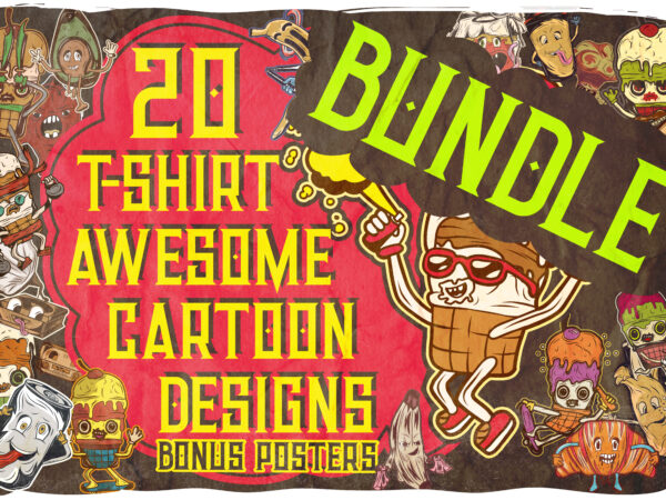 20 t-shirt cartoon designs BUNDLE - Buy t-shirt designs