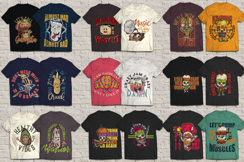 20 t-shirt cartoon designs BUNDLE