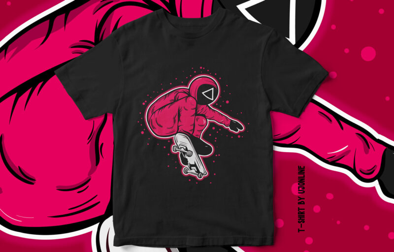 squid soldier triangle on skateboard, Squid Game T-Shirt design, Squid Game Soldiers, Squid Game Soldiers with Skateboards, Squid Game Vector