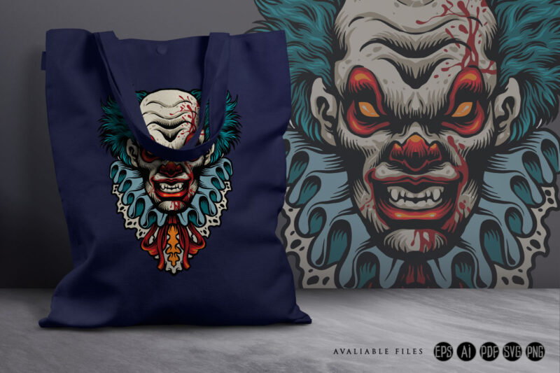 Evil scary clown terror Halloween Illustrations