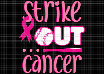 Strike Out Cancer Softball Svg, Ball Mammogram Pink Ribbon Game, Breast Cancer Svg, Pink Ribbon Svg, Halloween Svg, Autumn Svg t shirt template vector