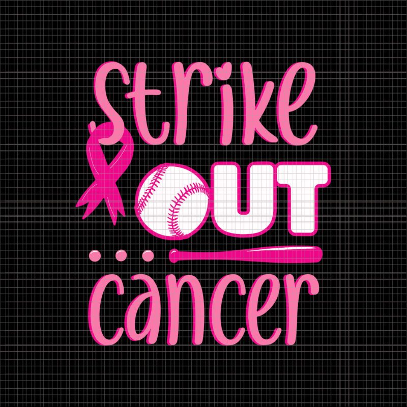 Strike Out Cancer Softball Svg, Ball Mammogram Pink Ribbon Game, Breast Cancer Svg, Pink Ribbon Svg, Halloween Svg, Autumn Svg