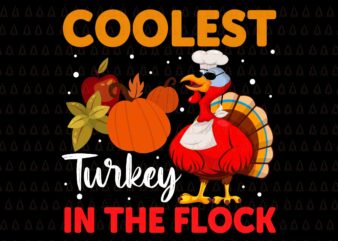 Coolest Turkey In The Flock Svg, Happy Thanksgiving Svg, Turkey Svg, Turkey Day Svg, Thanksgiving Svg, Thanksgiving Turkey Svg, Thanksgiving 2021 Svg