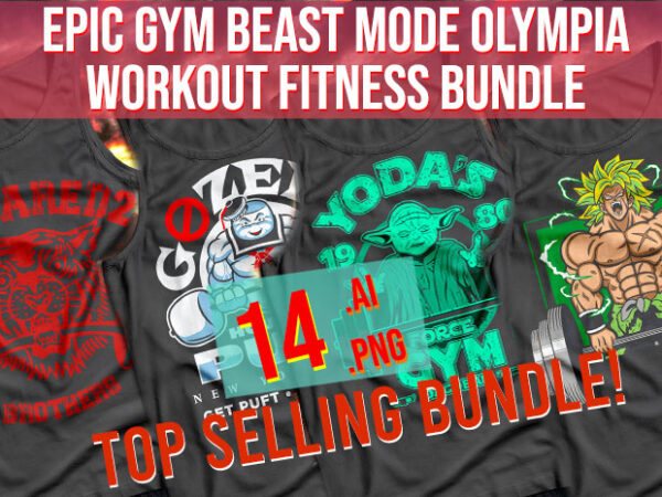 Epic gym best mode olympia workout fitness bundle best seller top trending vector clipart