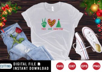 Pace love Christmas t-shirt, Christmas Skelton hand shirt, Christmas heart shirt, Christmas brush tree shirt template