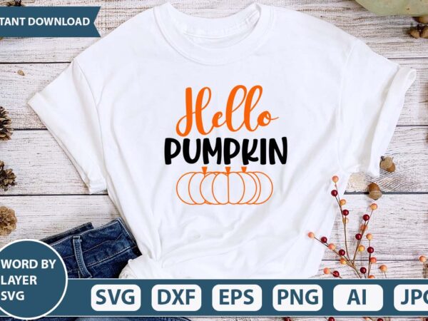 Hello pumpkin svg vector