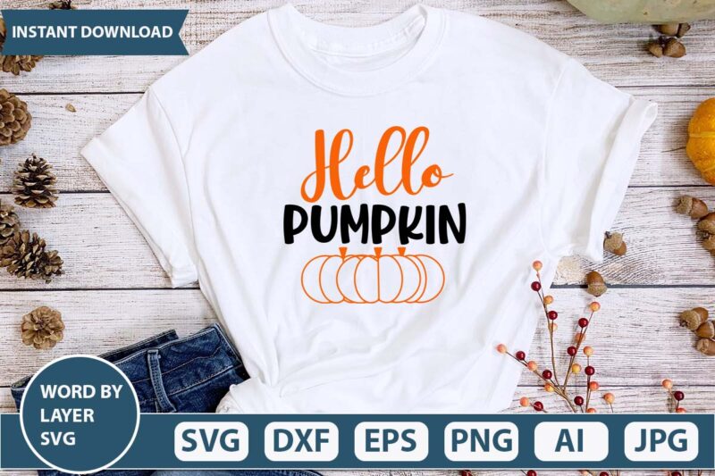 Hello pumpkin svg vector