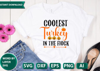 coolest turkey in the flock SVG Vector for t-shirt