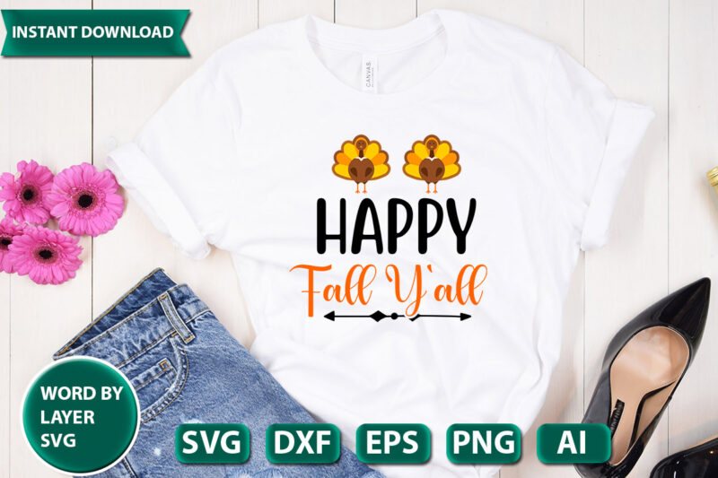 happy fall y’ all SVG Vector for t-shirt