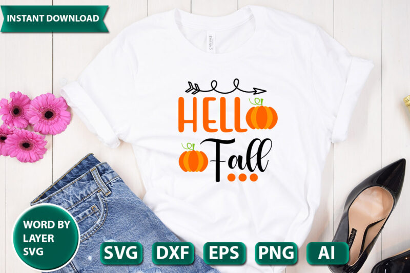 hello fall SVG Vector for t-shirt