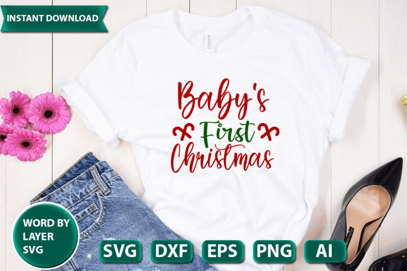 Baby’s First Christmas SVG Vector for t-shirt