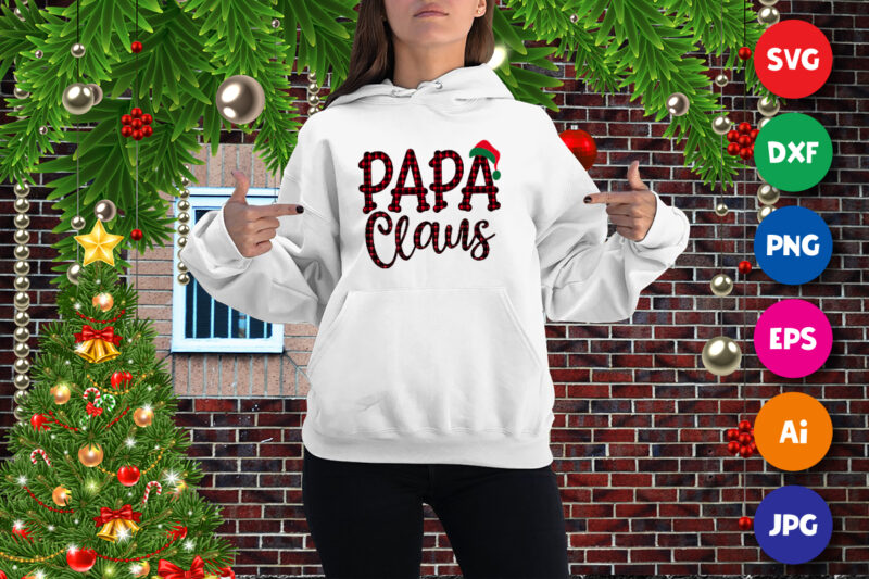 Papa Claus SVG, Daddy Claus SVG family shirt SVG Santa hat print template