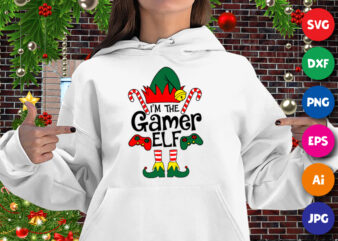 I’m The Gamer Elf, Design For Gamers Hoodie, gamer elf, Santa hat hoodie, hoodie for gamer