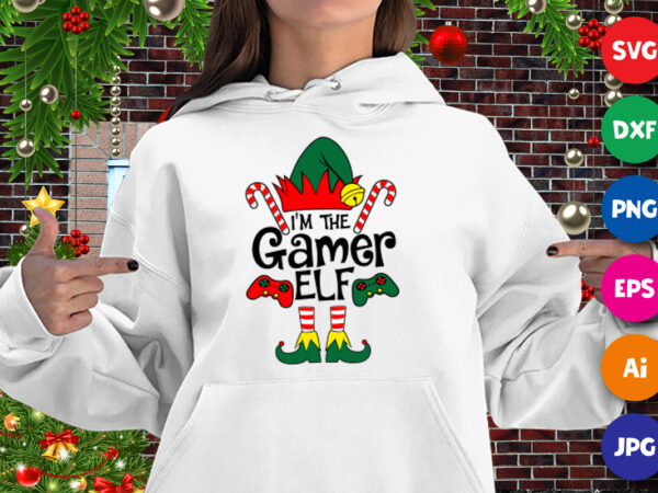 I’m the gamer elf, design for gamers hoodie, gamer elf, santa hat hoodie, hoodie for gamer