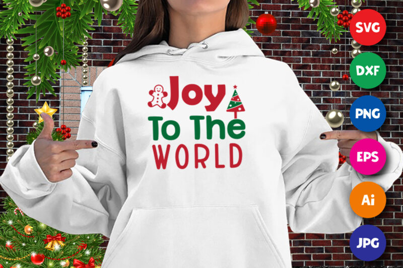 Joy to the world t-shirt, Christmas cookie shirt, Christmas tree shirt print template