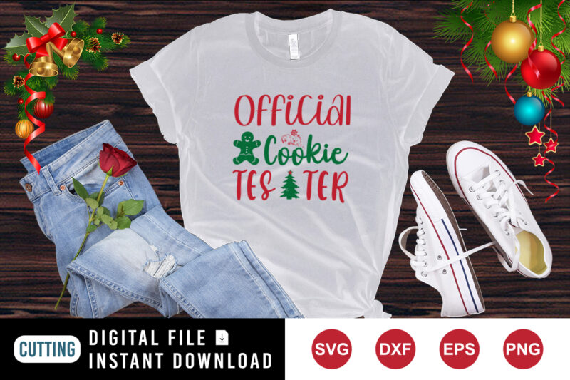 Official cookie tester t-shirt, Christmas shirt, Christmas tree shirt template