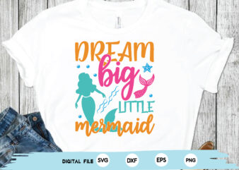 dream big little mermaid t shirt vector illustration
