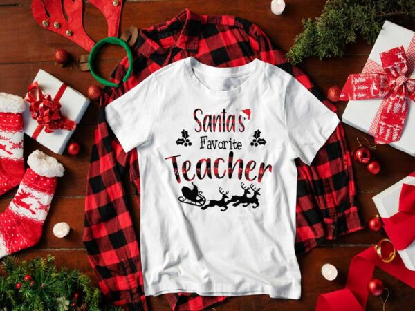 Santas favorite teacher gift diy crafts svg files for cricut, silhouette sublimation files t shirt template vector