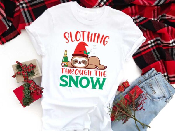 Christmas sloth gift, slothing through the snow diy crafts svg files for cricut, silhouette sublimation files t shirt vector file