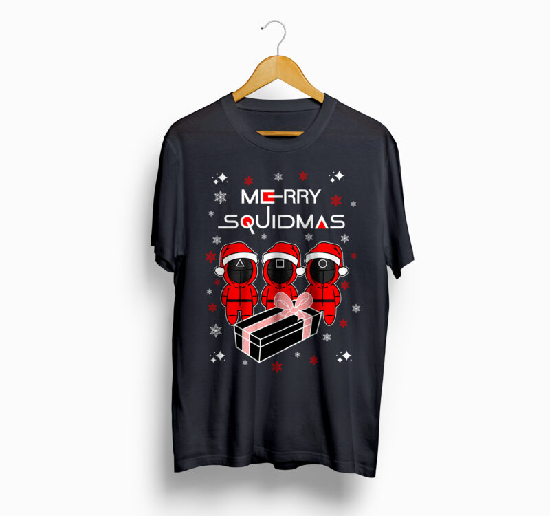 t-shirt vector Christmas, Special Christmas T-Shirt designs, Squidmas, Squid Game Christmas, Vector Christmas Designs