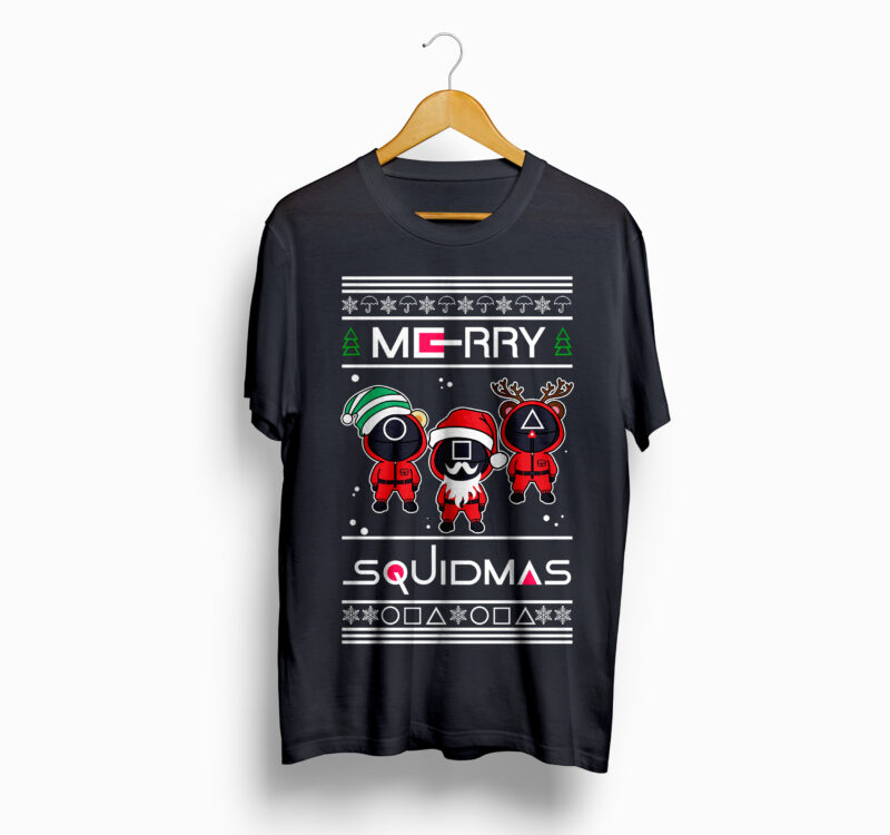 t-shirt vector Christmas, Special Christmas T-Shirt designs, Squidmas, Squid Game Christmas, Vector Christmas Designs
